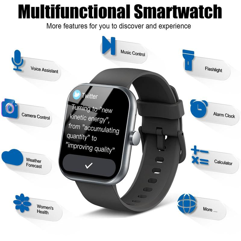 2025 New Bluetooth Smart Watch,Wireless Calling/Dial,Multiple Sport Mode,Calling Reminder and Rejection, SMS Reminder,Touch Screen Watch, Wearable Devices,Fall Gift,Compatible with Ios/Android Devices, Simple Style,Smartphone Gifts Bf