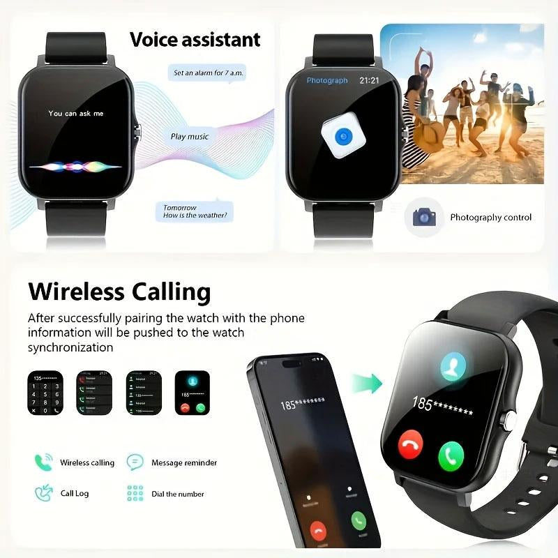 2025 New Bluetooth Smart Watch,Wireless Calling/Dial,Multiple Sport Mode,Calling Reminder and Rejection, SMS Reminder,Touch Screen Watch, Wearable Devices,Fall Gift,Compatible with Ios/Android Devices, Simple Style,Smartphone Gifts Bf